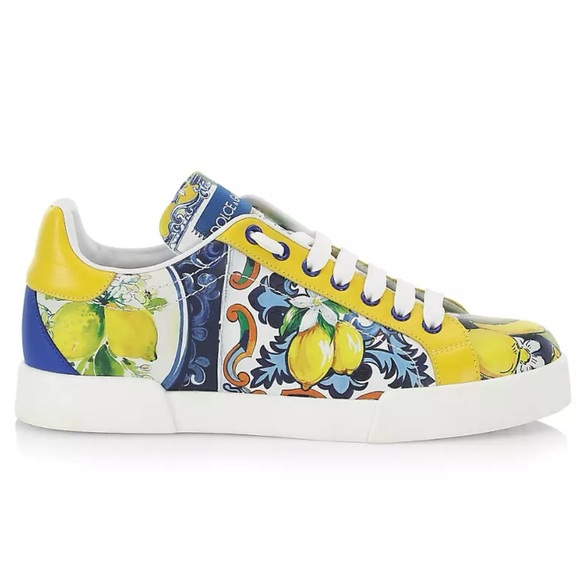 Dolce & Gabbana Shoes - Dolce & Gabbana Portofino Lemon Low-Top Sneakers